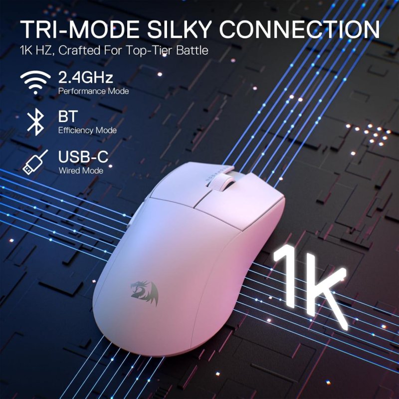 Mouse Gamer Redragon King Pro Branco Pixart PAW3395