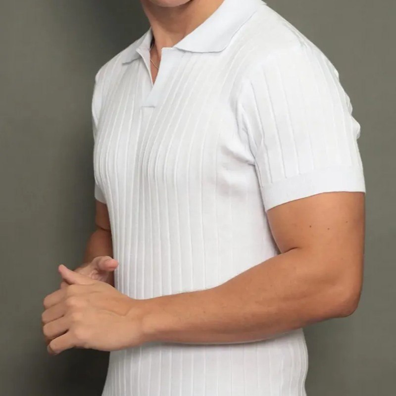 Camisa Polo Masculina Tricot Gola V Capri Casual Premium
