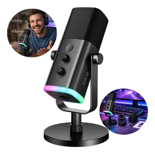 Microfone Fifine AM8 USB/Xlr com RGB dinâmico