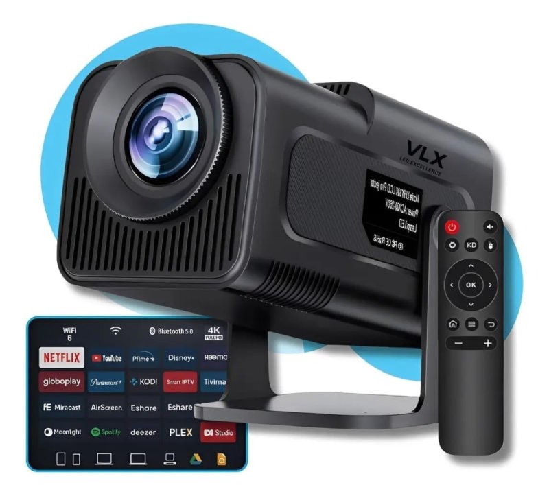 Projetor 4k Ultra Hd Hy320 Smart Wi-fi 6 Bluetooth Android Cor Preto