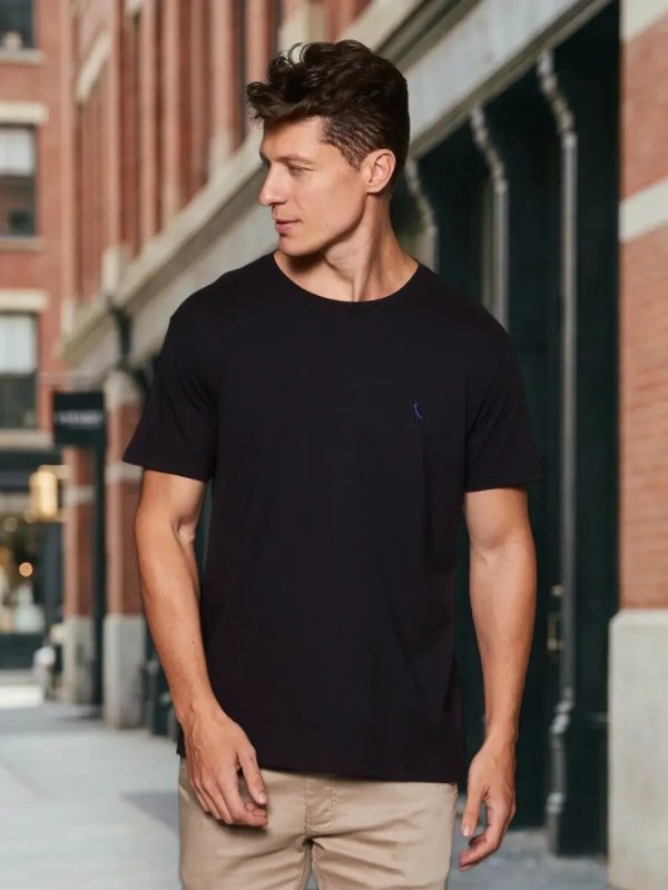 Camiseta Casual Masculina Básica Gola Careca Reserva Oferta Preto