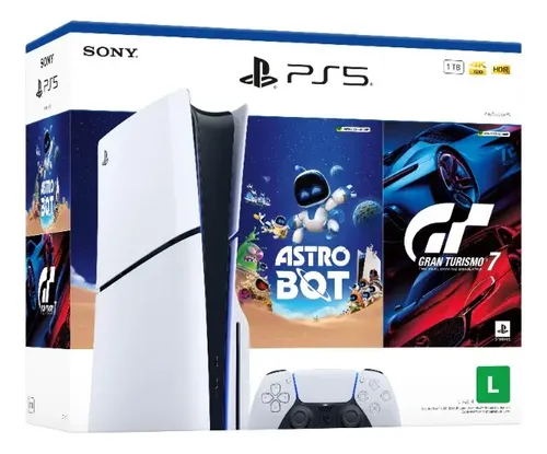 PlayStation 5 Slim C/Leitor + Astro Bot e Gran Turismo 7