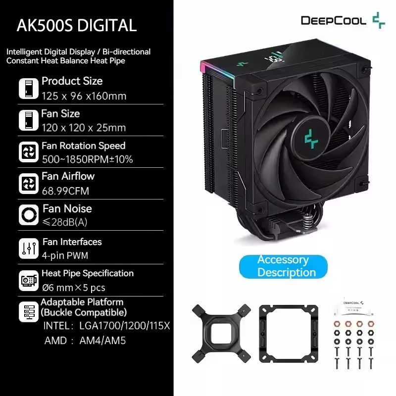 AK500s Digital Deepcool Air Cooler Digital CPU sensor de temperatura