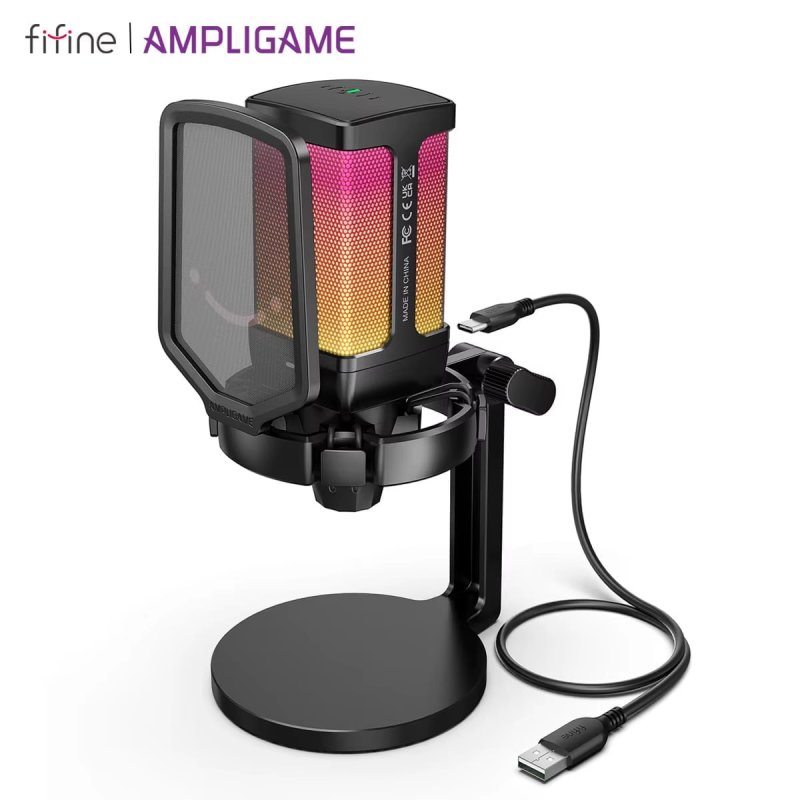 Microfone Fifine Q6 AmpliGame USB Condenser Microphone com RGB