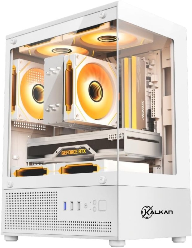 Gabinete Gamer Kalkan Hakon Branco Micro-ATX Sem Fans Vidro Temperado Duplo USB 3.0