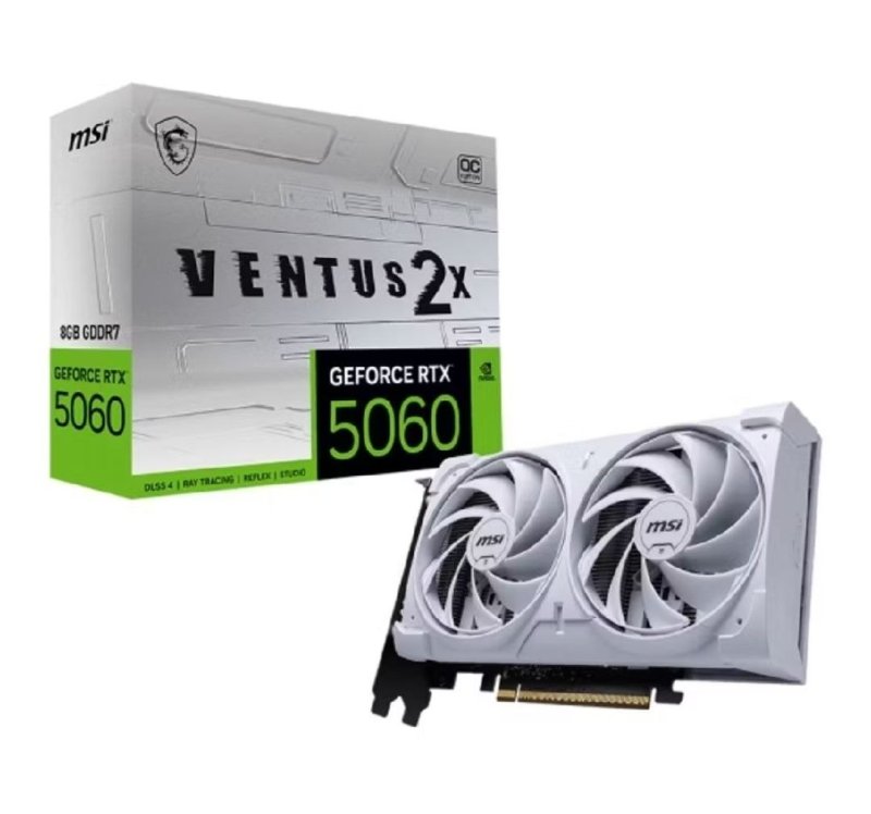 Placa de Vídeo NVIDIA GeForce MSI RTX 5060 8GB Ventus OC White 2X - 128 Bits - HDMI/3X DP - 912-V537