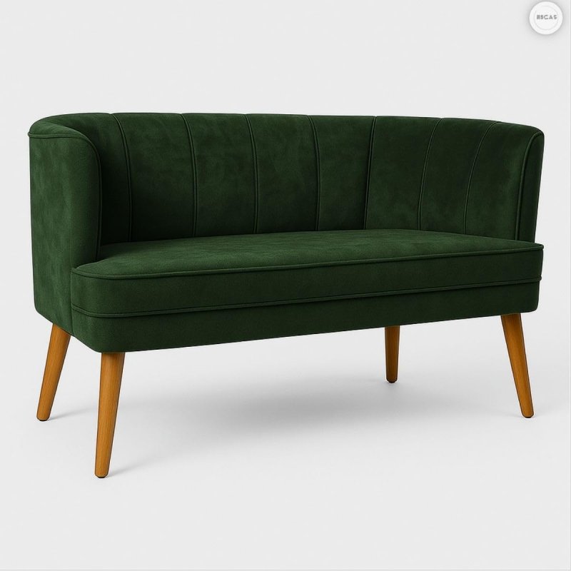 Sofá Namoradeira Resistente para Clínica Confortável Tecido Veludo Sala de Espera MOBLAN decor (Verde musgo)