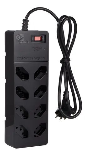 Filtro De Linha Com Dps Iclamper Energia 8 Tomadas Régua Com Tecnologia Lcf Preto 127/220v