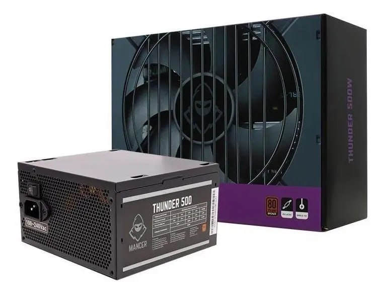 Fonte Mancer Thunder 500w Bronze 80 Plus, Mcr-thr500-bl01 Cor Preto
