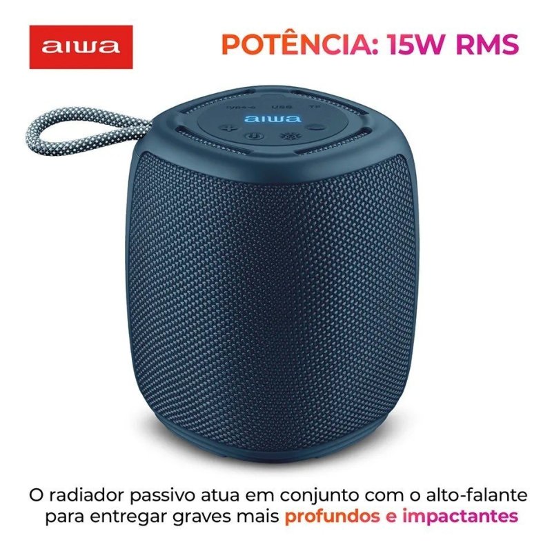 Caixa de Som Aiwa SP-03-BL 15W Bluetooth IPX4 RGB