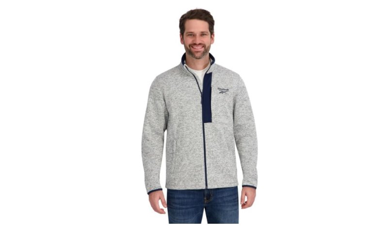 Reebok Jaqueta masculina de lã com gola redonda e zíper, Cinza, GG