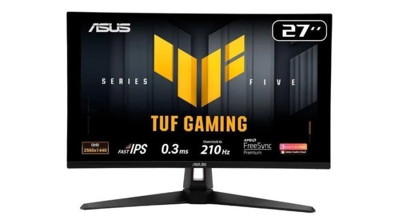 Monitor Gamer ASUS TUF 27", QHD, 210Hz, 0.3ms, Fast IPS, G-Sync Comp, FreeSync Premium, HDR10, Som Integrado VG27AQ5A