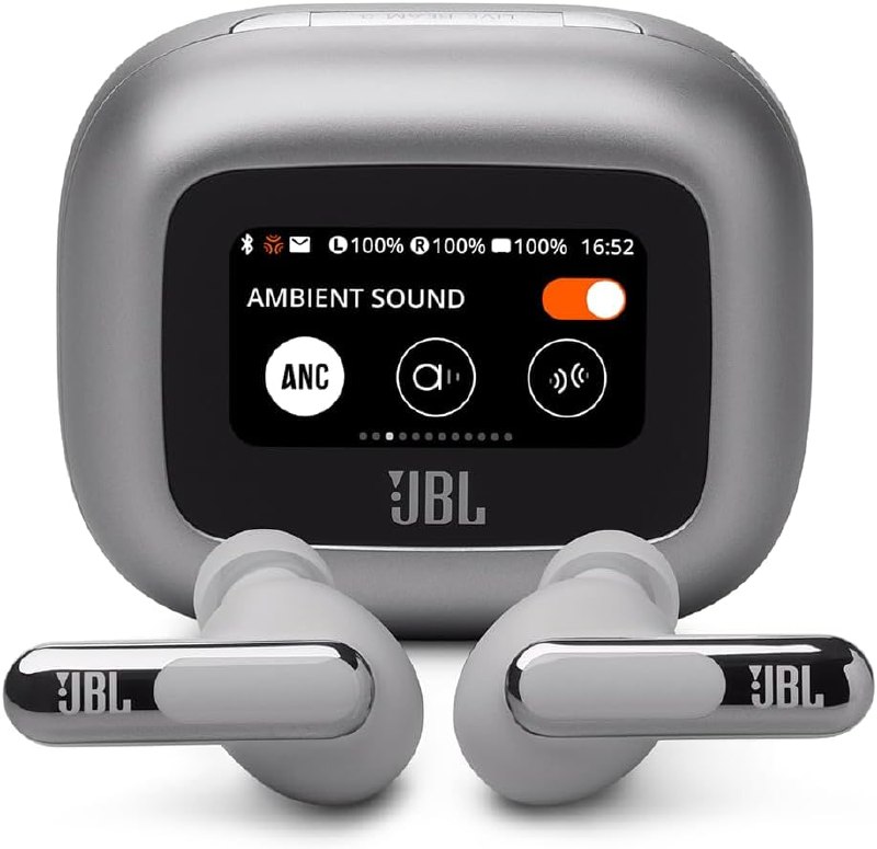 JBL Live Beam 3 In-ear - Cancelamento de Ruído - Tela 1.45" - Prata