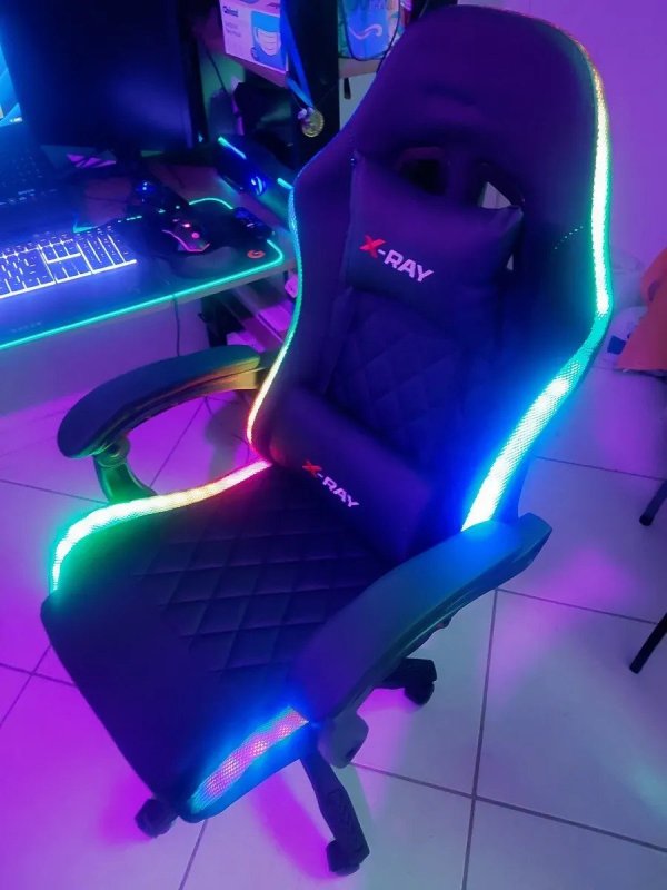 Cadeira Gamer E Escritório X-ray Fit Com Led Rgb Ergonômica Cor Preta