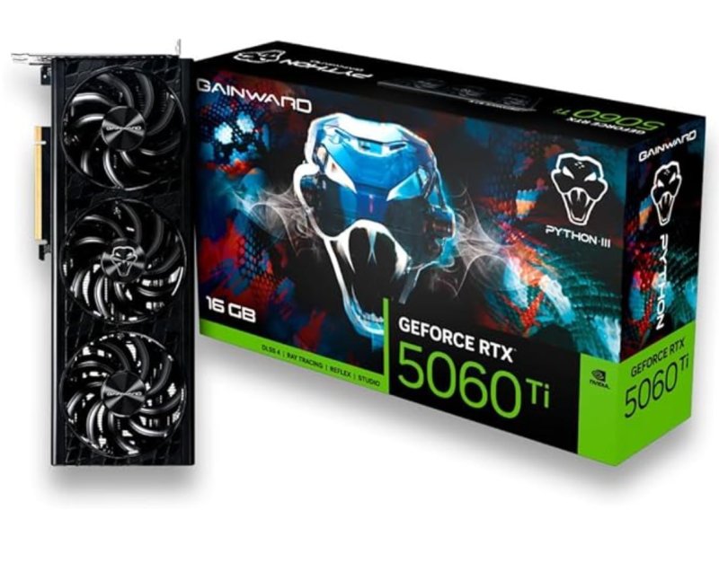 PLACA DE VIDEO NV RTX5060TI 16GB PYTHON III GDDR7 128BITS GAINWARD NE7506T019T1-GB2061T