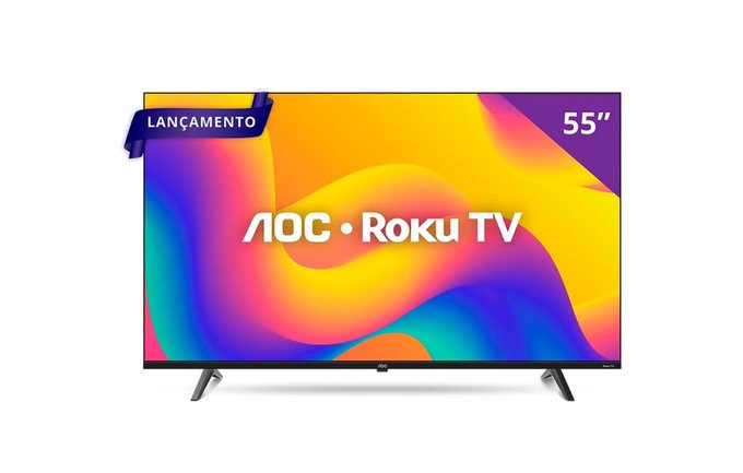 Smart TV AOC 55" LED ROKU 4K Wi-Fi 55U7045/78G Bivolt + Frete Grátis