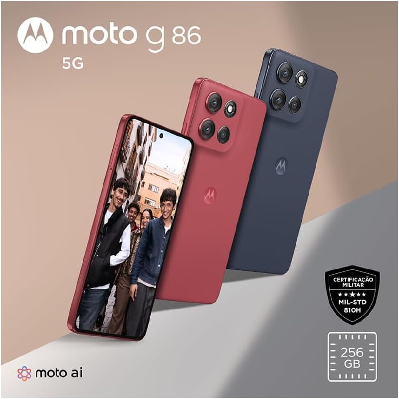 Motorola Moto G86 5G - 256GB 24GB RAM - Tela pOLED 1.5K - Câmera 50MP - Grafite