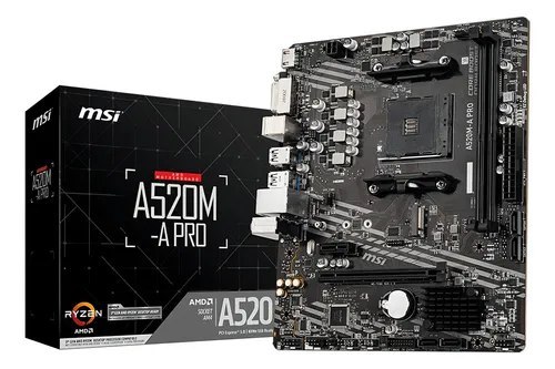 Placa-mãe Msi A520m-a Pro Am4 Matx Ddr4 Hdmi Dvi M.2 Preto