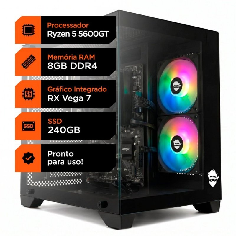PC Gamer Soldier, AMD Ryzen 5 5600GT, 8GB DDR4, SSD 240GB, Radeon Graphics Vega 7