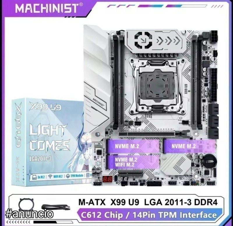 Machinist X99 U9, Quad Channel, 3x Nvme, Suporte ao TPM 2.0 e Secure Boot