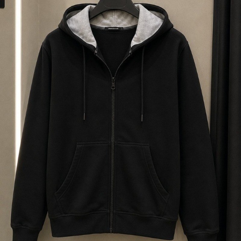 Moletom Masculino Com Capuz E Bolso Fechamento Em Zíper (9 cores)