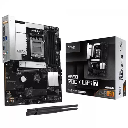 Placa Mãe ASRock B850 Rock WiFi 7, Chipset B850, AMD AM5, ATX, DDR5