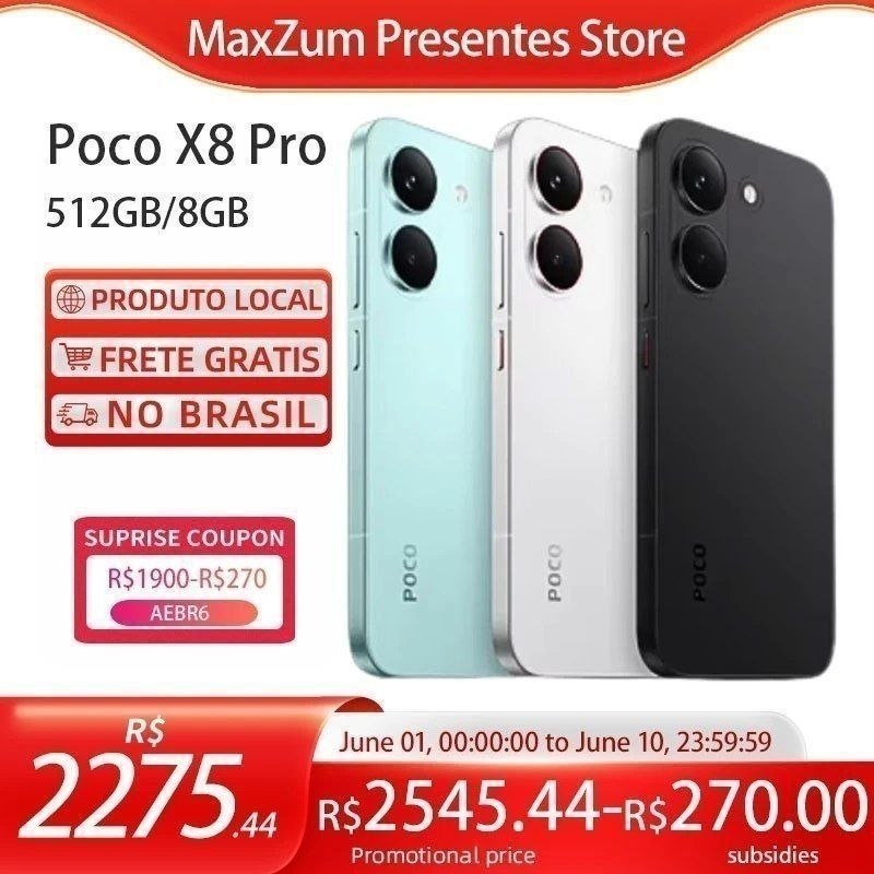 Poco X8 PRO 5G, 512GB/8GB Versão Global