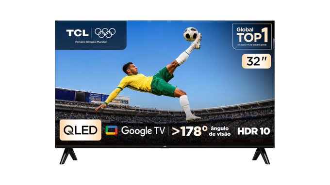 Smart TV TCL Google TV 32" QLED 32S5K + Frete Grátis