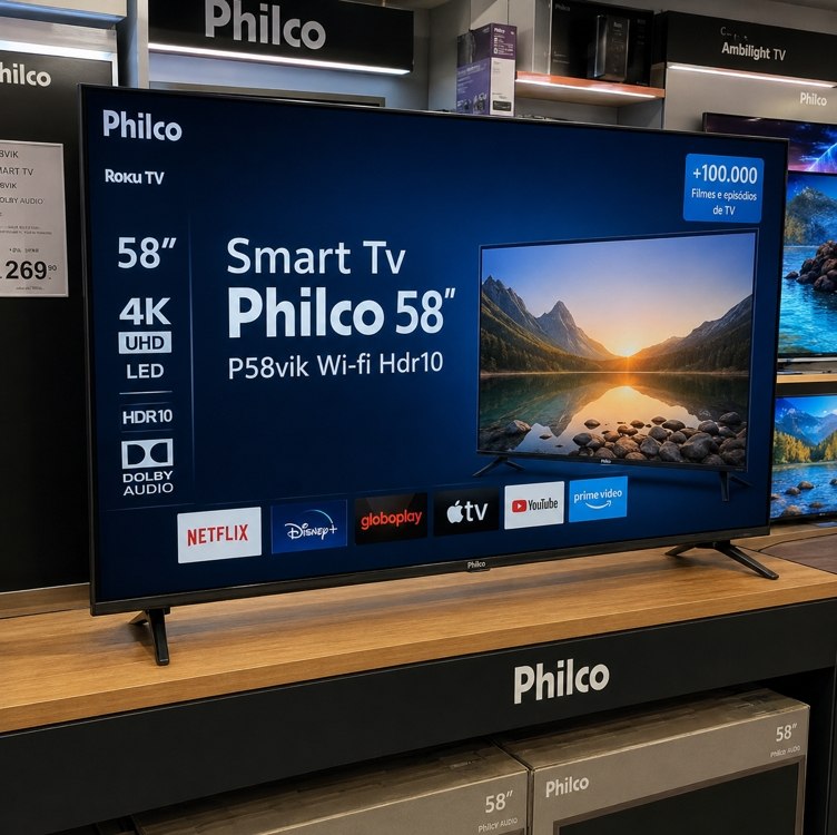 Smart Tv Philco 58 P58vik 4k Uhd Led Roku Dolby Audio Wi-fi Hdr10 110/220v