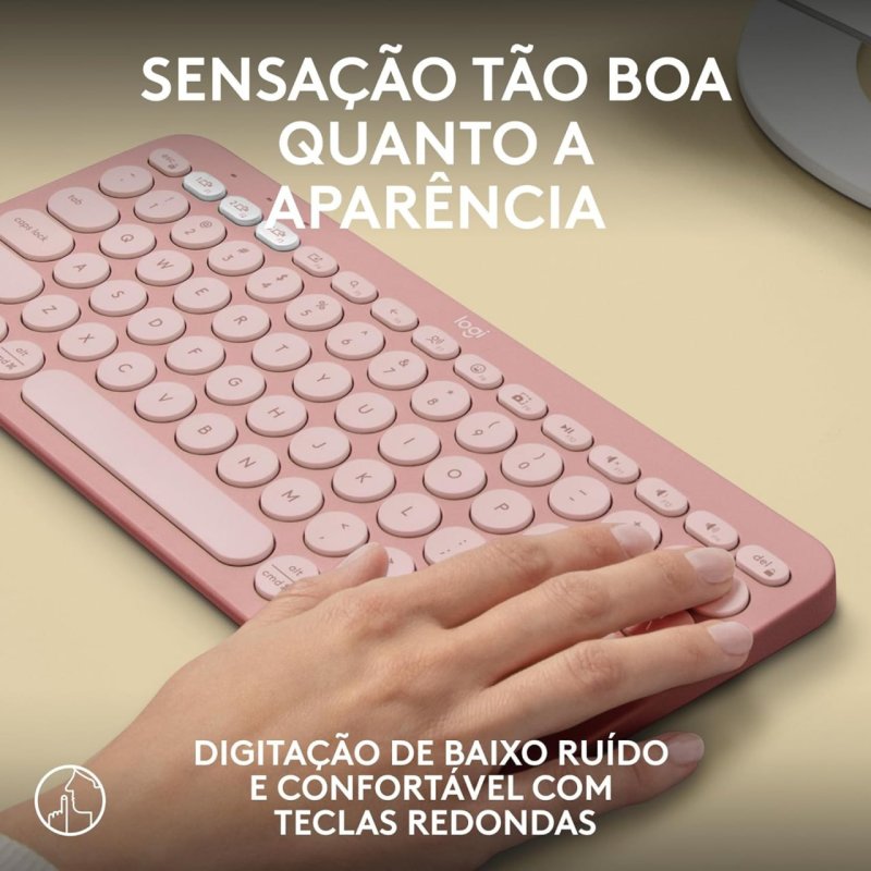 Logitech Pebble Keys 2 K380s - Teclado Sem Fio Bluetooth - Rosa