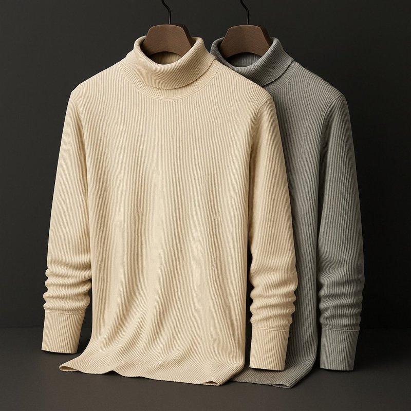 Kit 2 Blusa Cacharrel Masculino Gola Alta Canelado Camisas