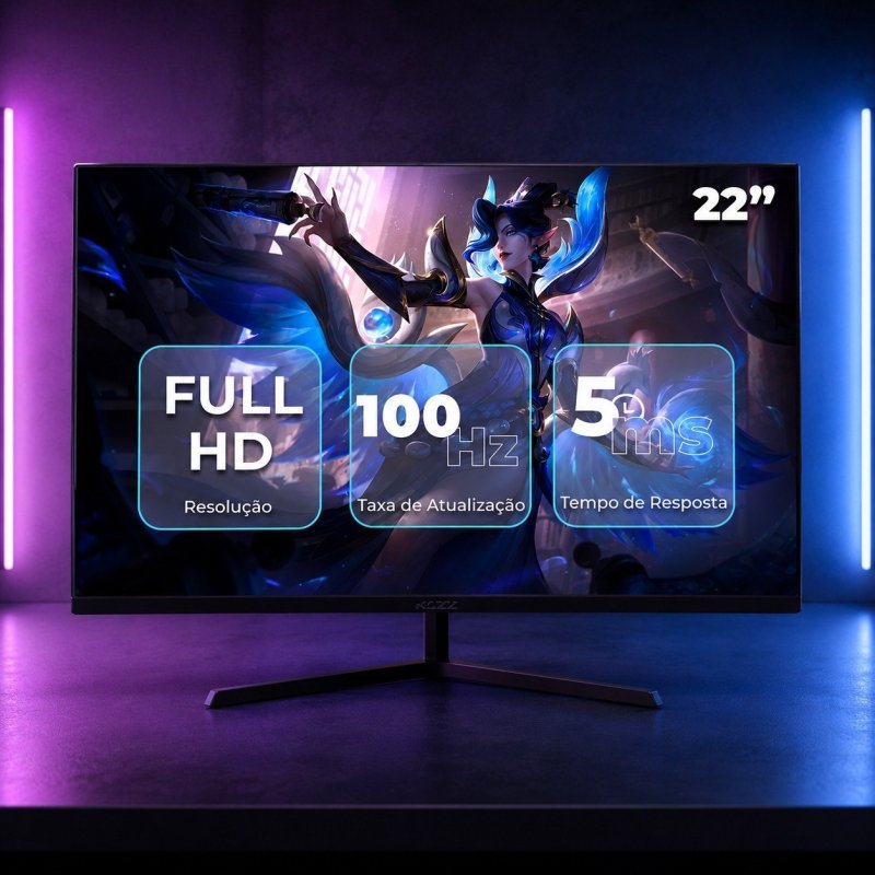 Monitor Gamer KOZZ 22" FHD 100Hz 5ms HDMI/VGA Redução Luz Azul + Frete Grátis