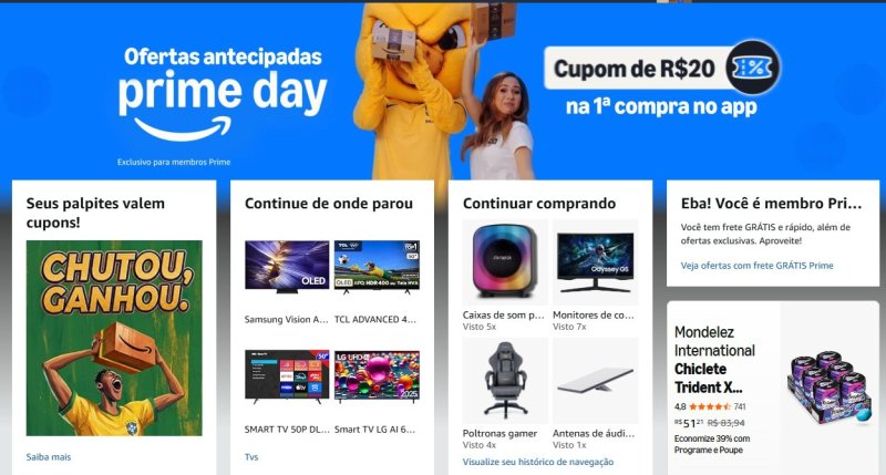 15% OFF em compras acima de R$800 com cupom PRIMEDAYHOJE