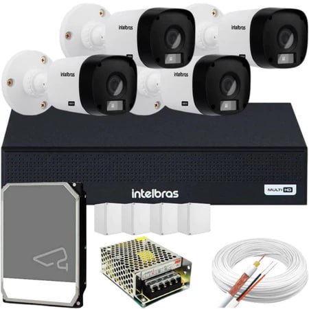 Kit 4 Câmeras Monitoramento Intelbras Dvr 4ch Com Hd Para Loja ou Para Casa