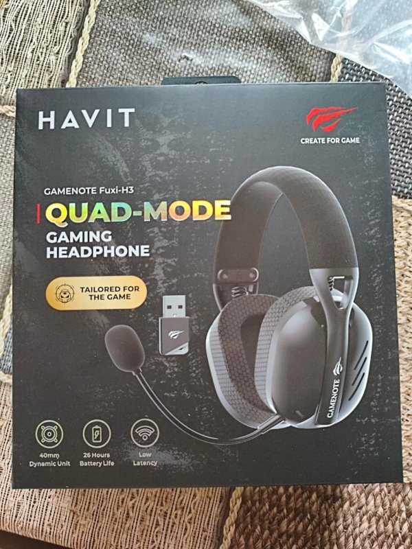 Headset sem fio Gamer Havit Fuxi-H3 Preto