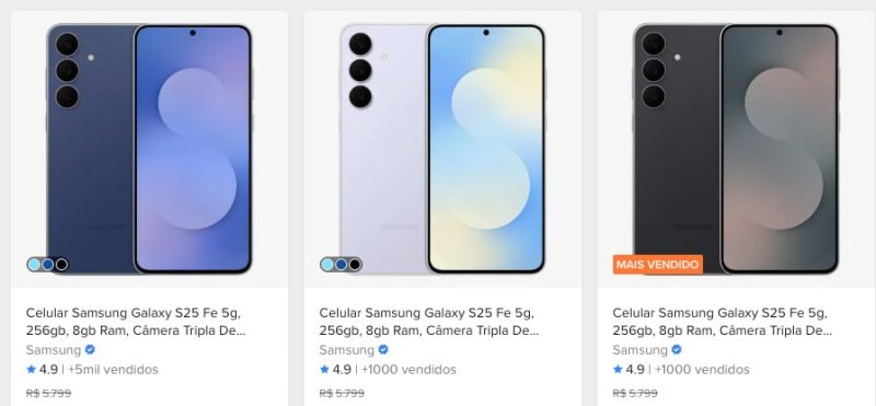 Samsung Galaxy S25 FE 5G - 256GB - Tela AMOLED