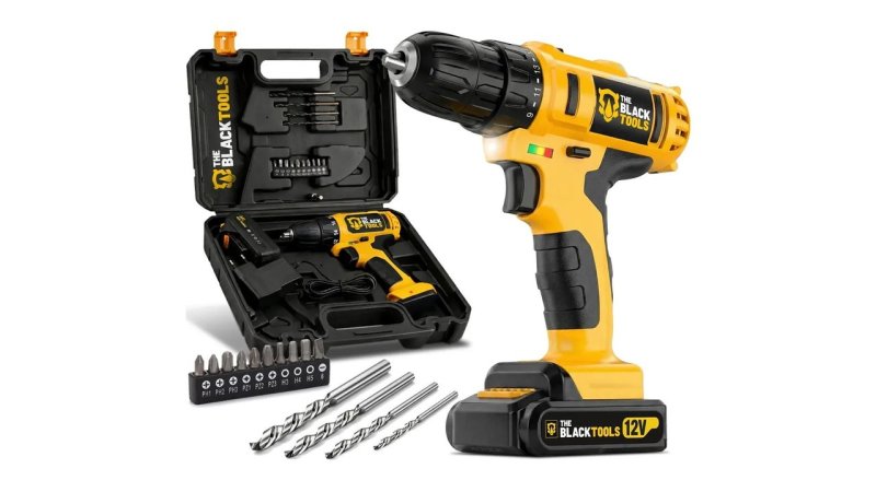 Furadeira Parafusadeira Sem Fio A Bateria Tb-12e 12v 3/8 10mm Com Maleta E Acessórios The Black Tools