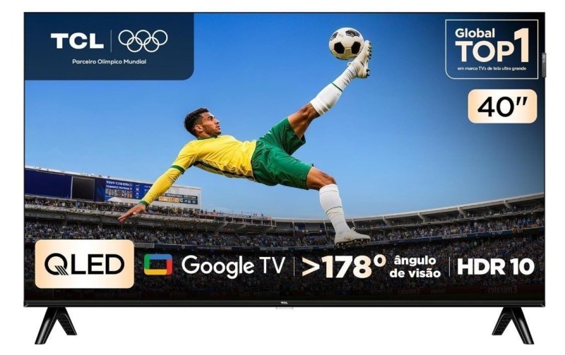 TCL, Smart TV, 40 Polegadas, FHD QLED, WiFi, Bluetooth, Google TV, 2 HDMI, HDR10, Dolby Audio, 40S5K