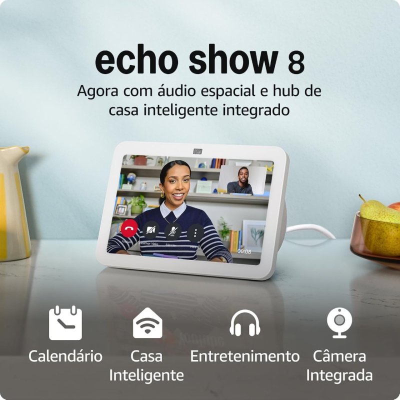 Echo Show 8 3ª Geração - Smart Display com Áudio Espacial - Branco