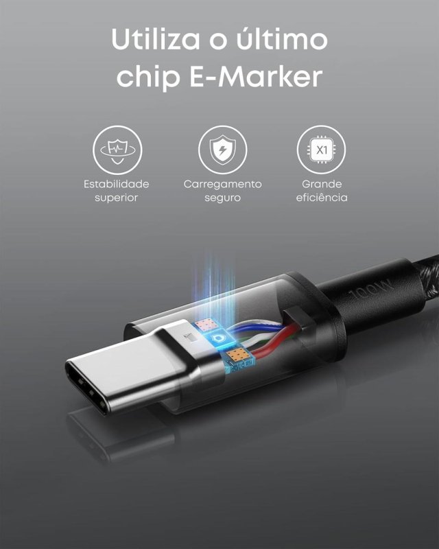 Kit 2 Cabos USB-C Anker 1,8m 100W Preto