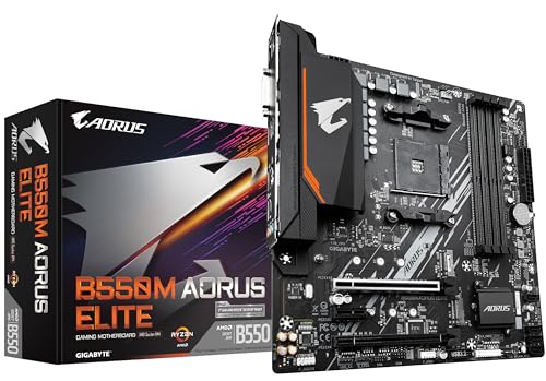 Placa Mãe Gigabyte B550M AORUS ELITE (AM4/DDR4/HDMI/M.2(PCIe,NVMe,SATA3)/VRM Solution/USB3.2)