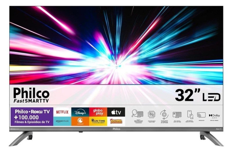 Smart TV 32" Philco Roku TV Dolby Áudio HDR10 P32CRB
