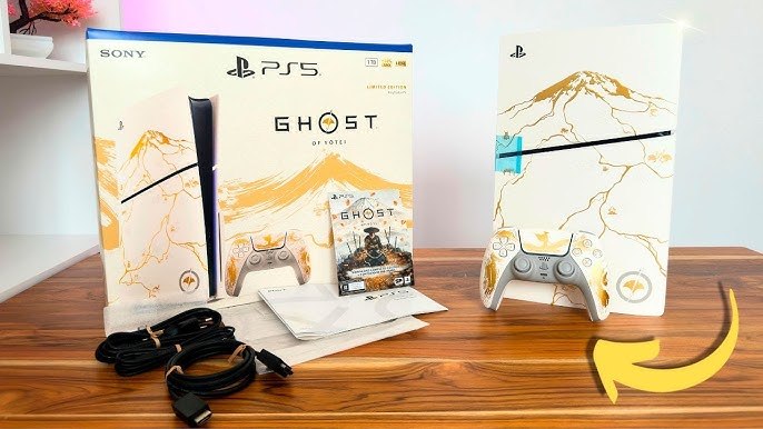 Pack do console PlayStation®5 – Edição Limitada Ouro Ghost of Yōtei™ (Console + DualSense + Voucher do Jogo) + Frete Grátis
