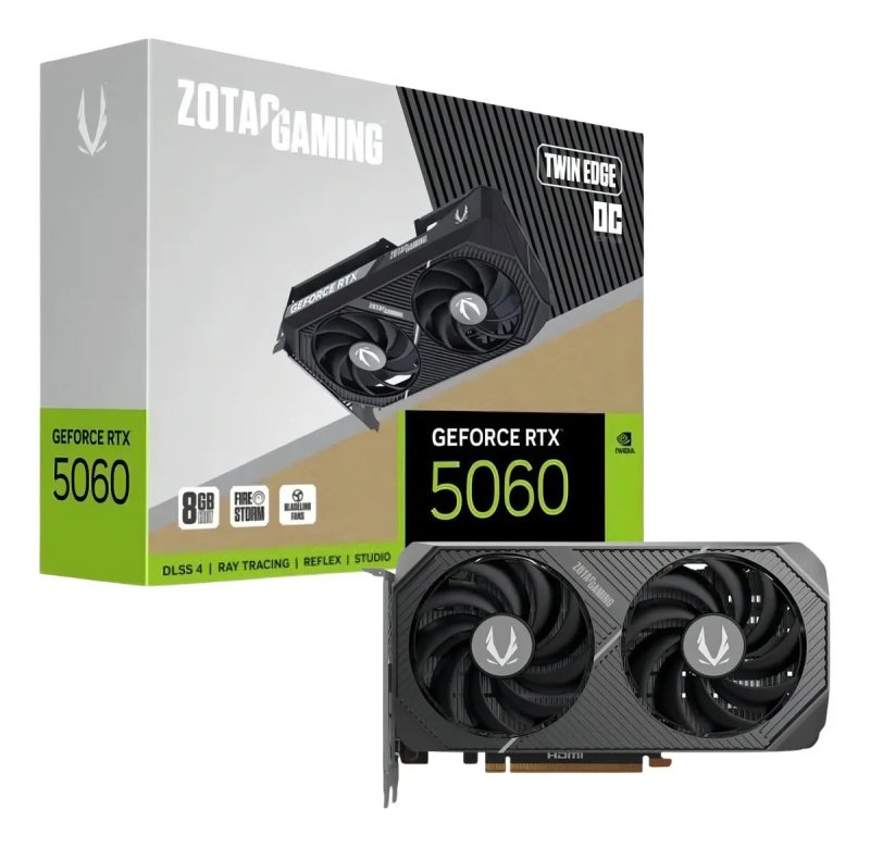 Placa De Vídeo Zotac Rtx 5060 Twin Edge Oc 8gb Gddr7 128-bit