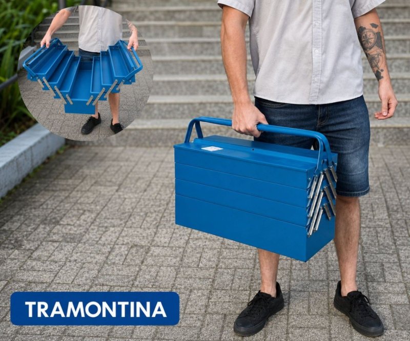 Caixa De Ferramentas Sanfonada Tramontina 7 Gavetas Azul