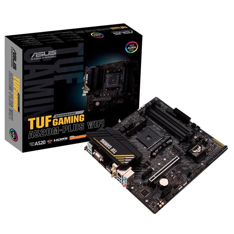 Placa-Mãe ASUS TUF GAMING A520M-PLUS WIFI, AMD AM4, RGB, mATX, DDR4