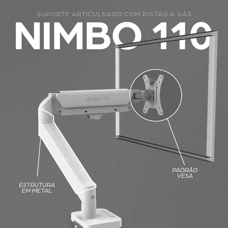 Suporte Articulado Para Monitor 13 a 32 Pistão a Gás Ajustável Zinnia Nimbo 110