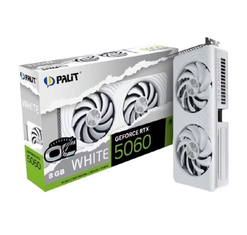 Placa de Video GeForce NVIDIA PALIT RTX 5060 WHITE OC 8GB GDDR7 NE75060U19P1-GB2063M