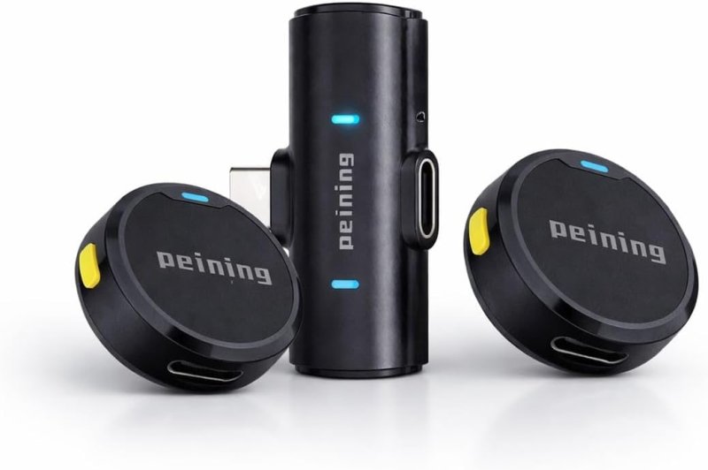 Microfone de Lapela Sem Fio Duplo USB-C Peining PEI-MKF16-C