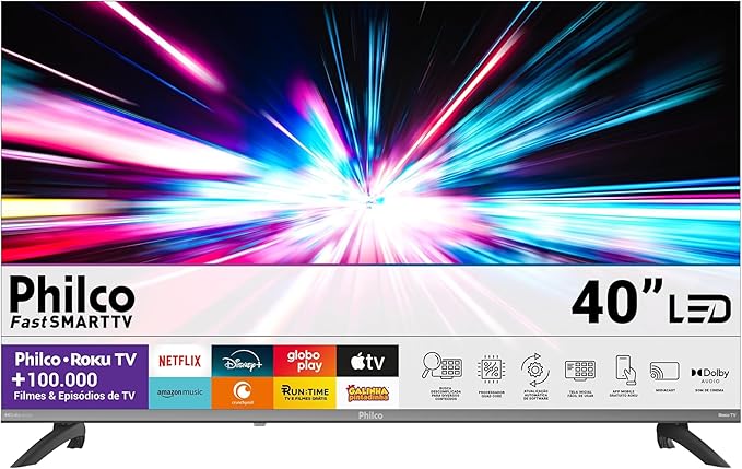 Smart Tv 40" Philco Roku Tv HDR10 Dolby Áudio P40CRA
